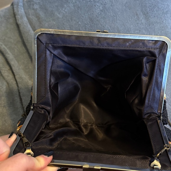 Unique Vintage Black Beaded Clutch with Sunflower Design - Picture 3 of 6